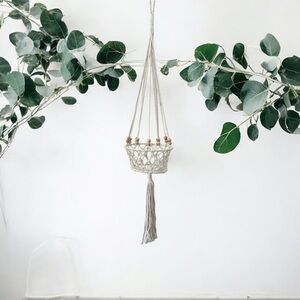 Pair of Macrame Beaded House Plant Hangers